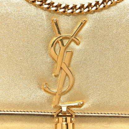 Saint Laurent Metallic Calfskin Small Classic Monogram Kate Tassel Satchel Gold 7 of 12