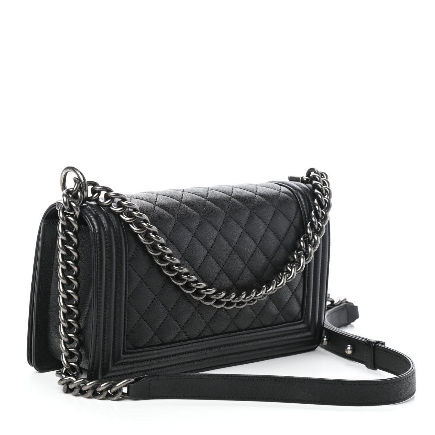 Calfskin Quilted Medium Boy Flap Black