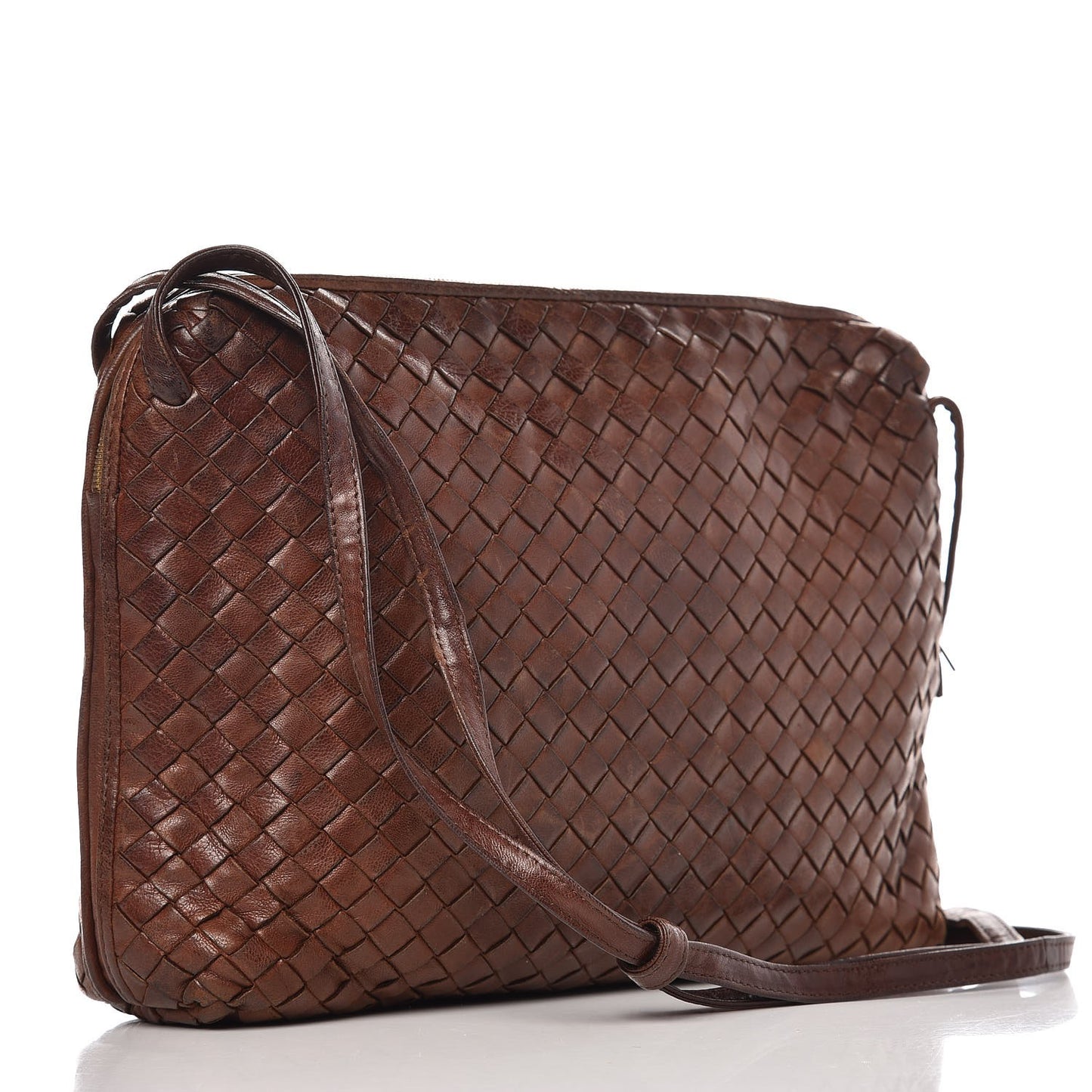 Nappa Intrecciato Crossbody Bag Brown