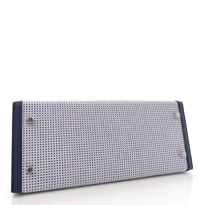 Hermes Toile Quadrille Swift Kelly Sellier 28 Bleu Saphir Mauve Sylvestre 3 of 10