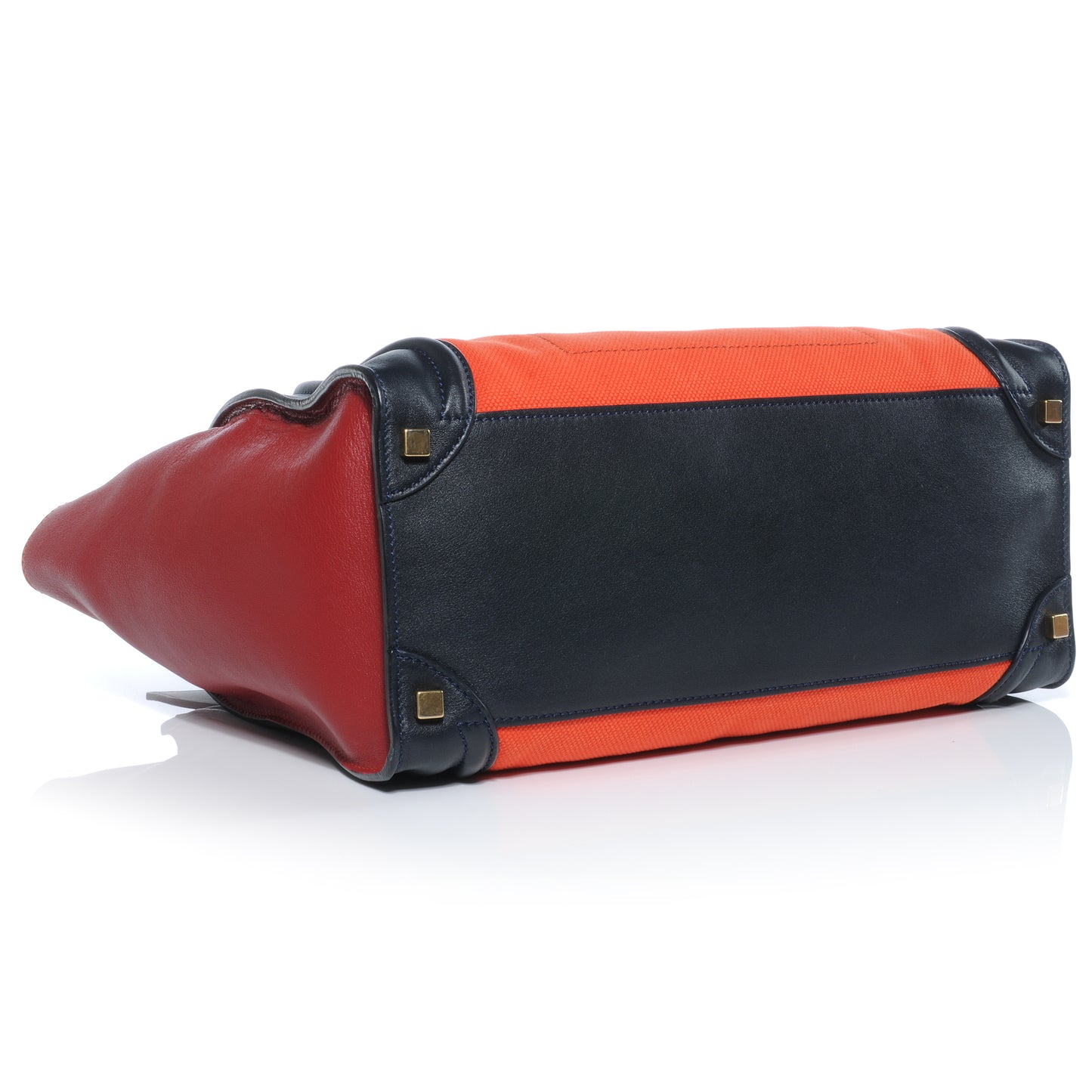 Leather and Linen Shoulder Luggage Tri-Color Poppy