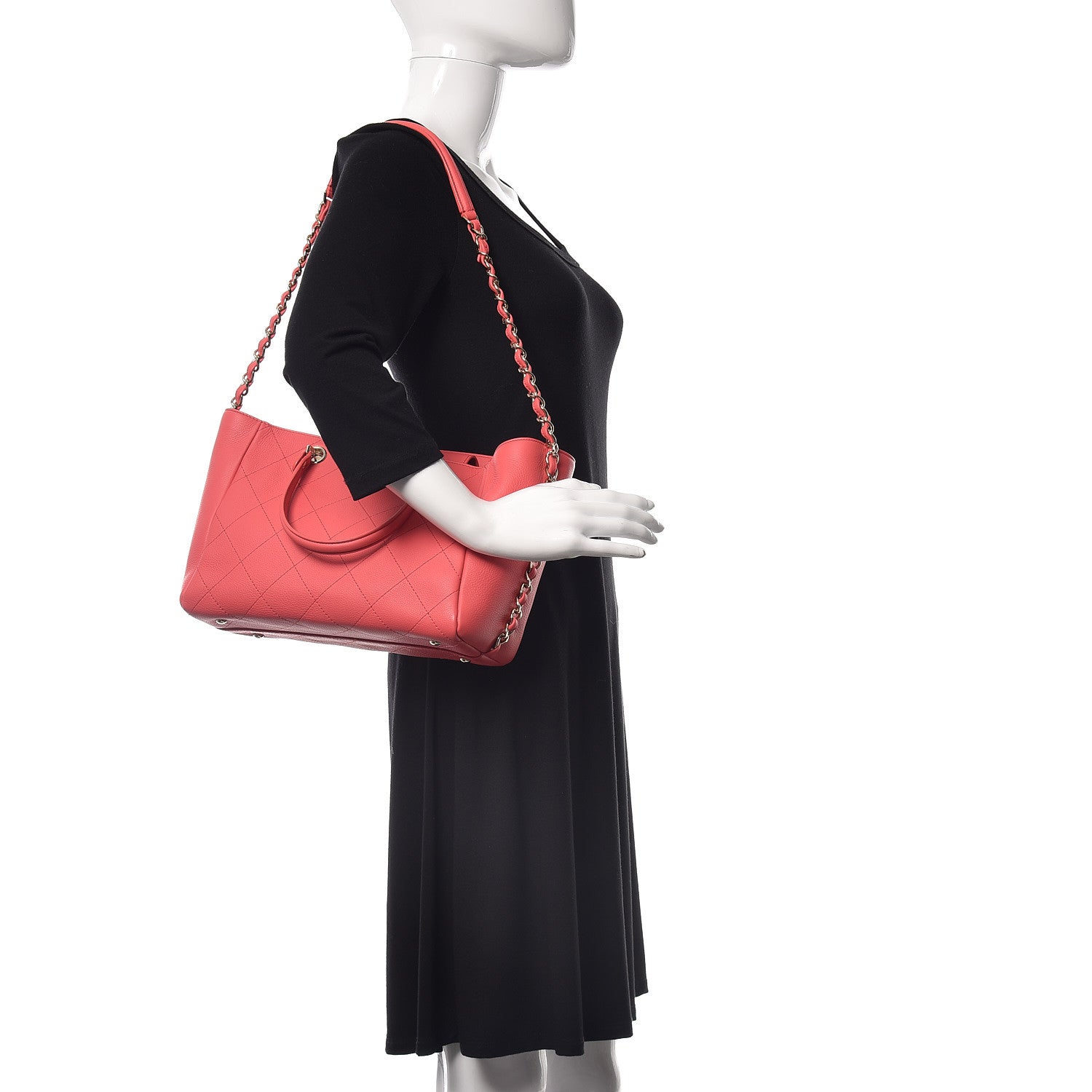 Chanel Bullskin Stitch Small Shopping Tote Pink 2 of 11
