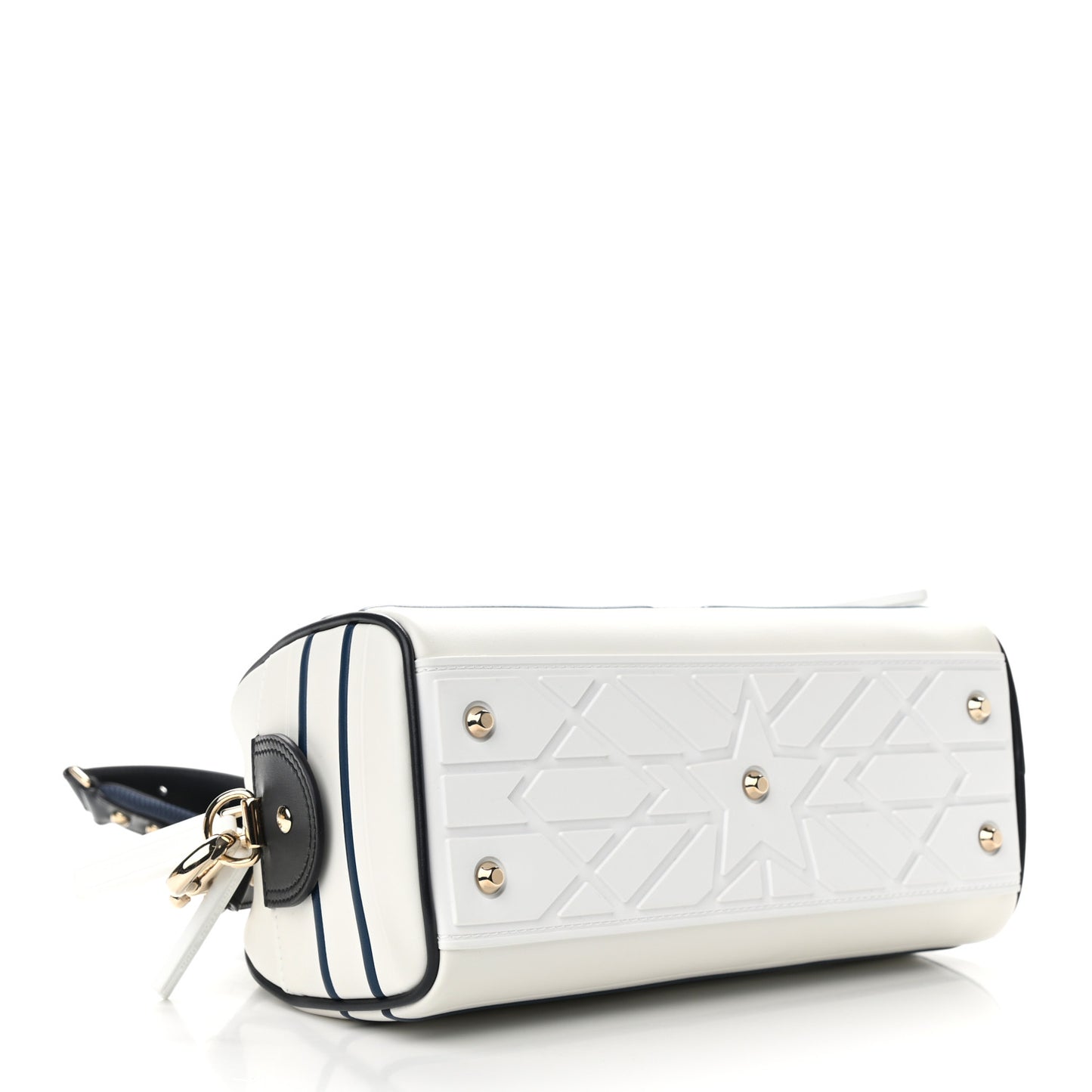 Calfskin Small Dior Vibe Zip Bowling Bag White
