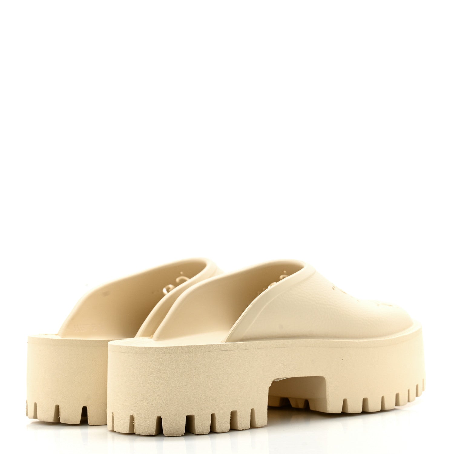 Gucci Rubber GG Monogram Perforated Elea Platform 55mm Lug Sole Sandals Mystic White 4 of 10