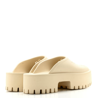 Gucci Rubber GG Monogram Perforated Elea Platform 55mm Lug Sole Sandals Mystic White 4 of 10