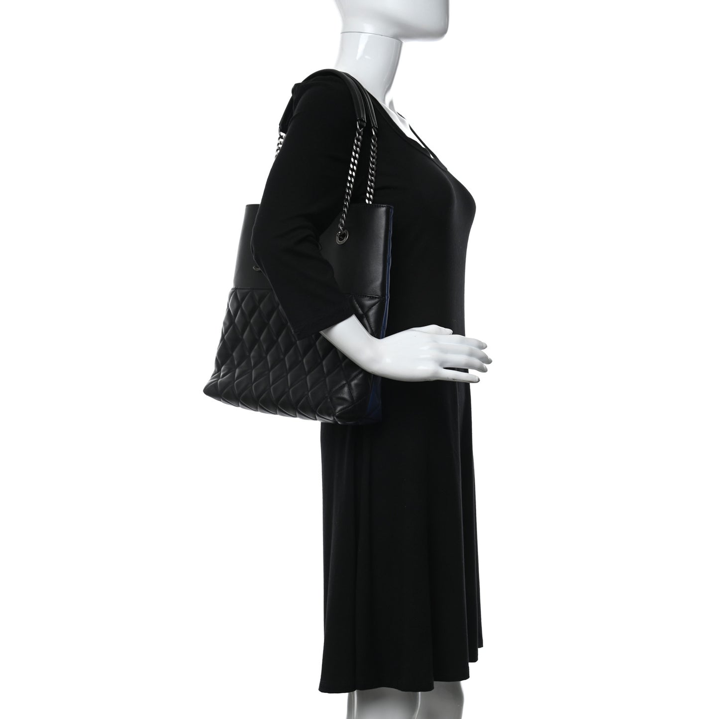 Lambskin Quilted Small Urban Delight Tote Black Blue