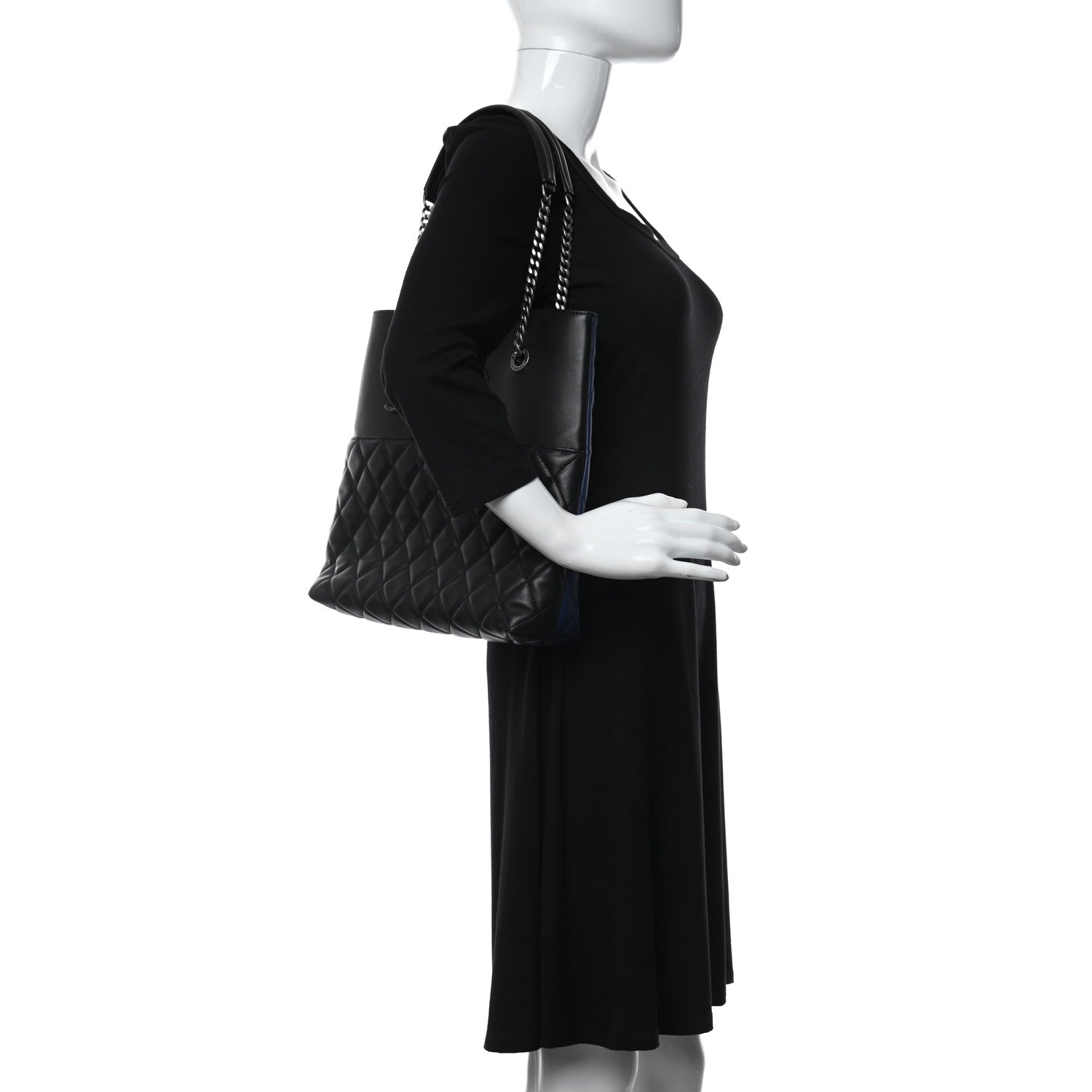 Chanel Lambskin Quilted Small Urban Delight Tote Black Blue 2 of 10