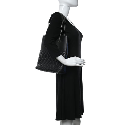 Chanel Lambskin Quilted Small Urban Delight Tote Black Blue 2 of 10