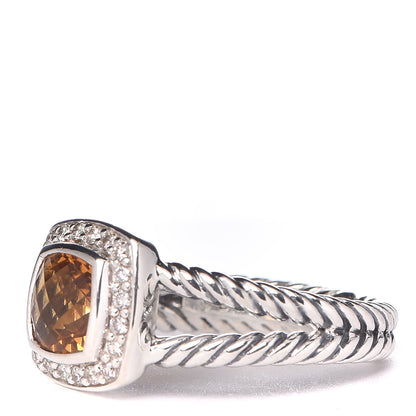 David Yurman Sterling Silver Diamond Citrine 7mm Petite Albion Ring 56 7.75 3 of 5