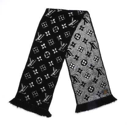 Louis Vuitton Wool Silk Logomania Shine Scarf Black 3 of 4