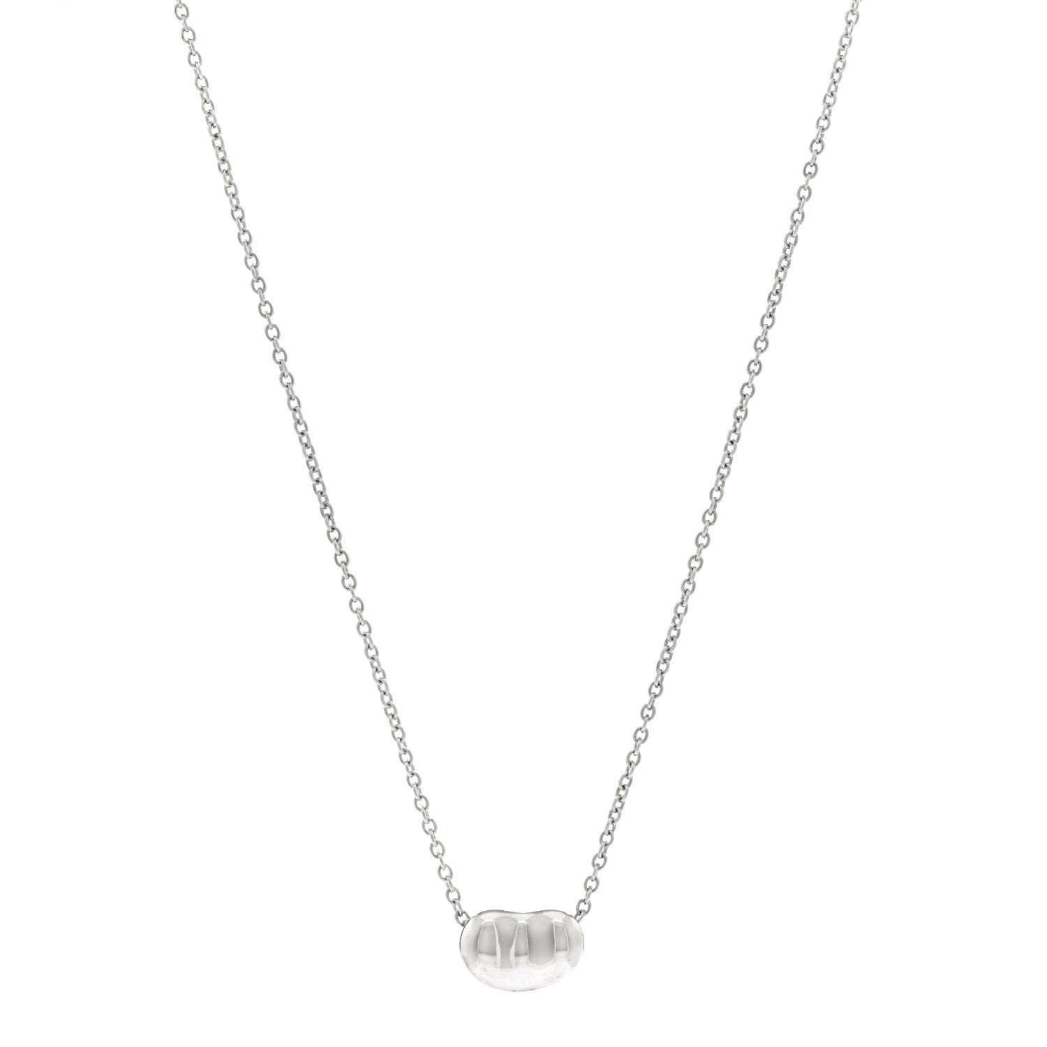 Tiffany Sterling Silver 9mm Elsa Peretti Bean Pendant Necklace 1 of 4