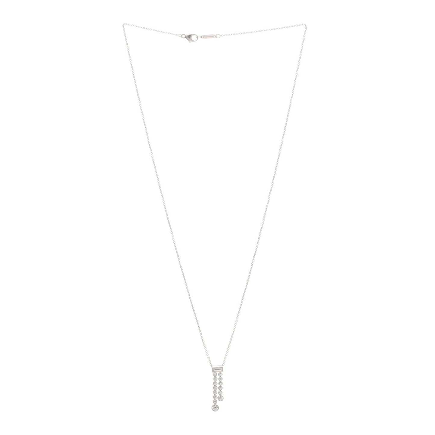 Platinum Diamond Jazz Double Drop Pendant Necklace