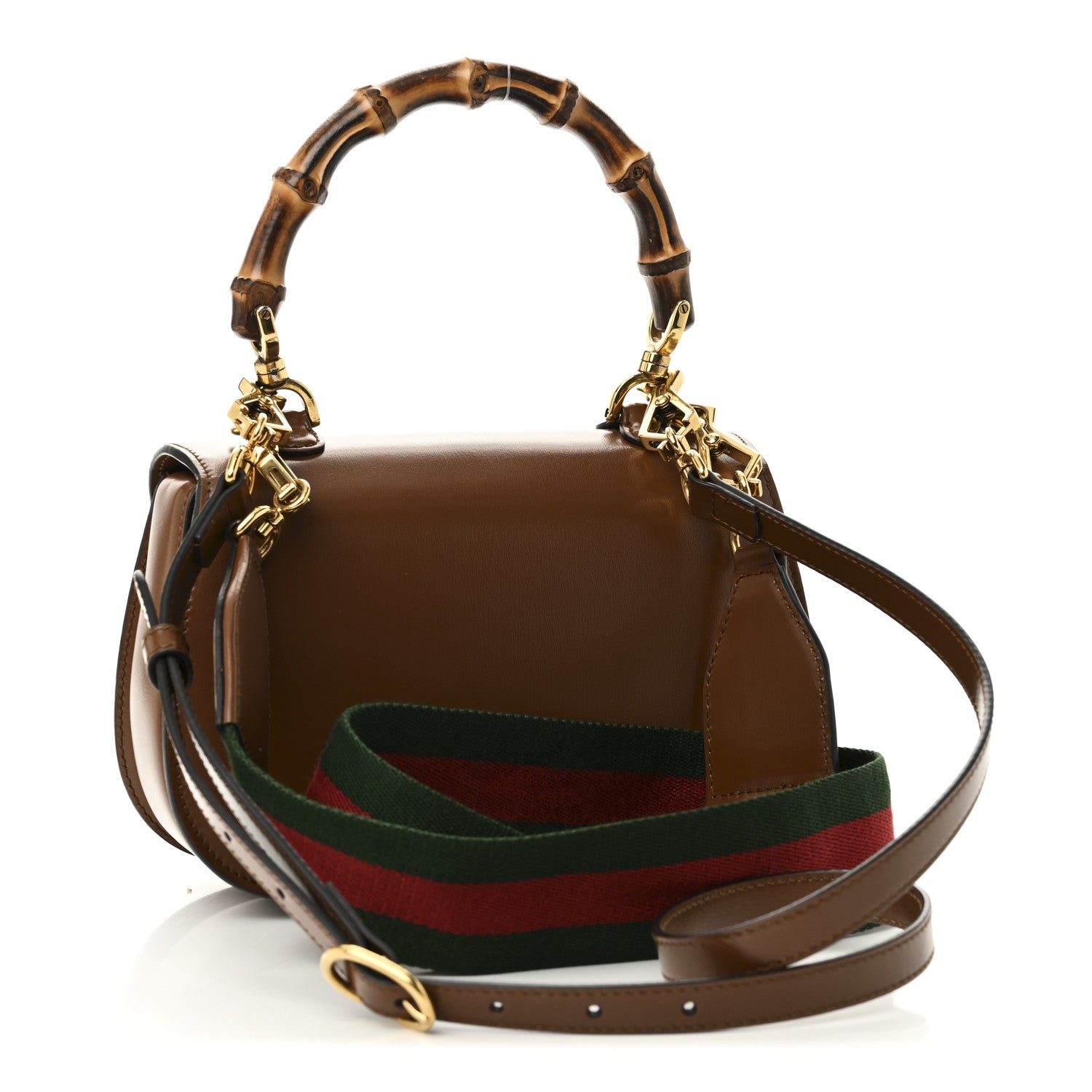 Gucci Boarded Dyana Lux Calfskin Web Small Bamboo 1947 Top Handle Bag Brown 4 of 11