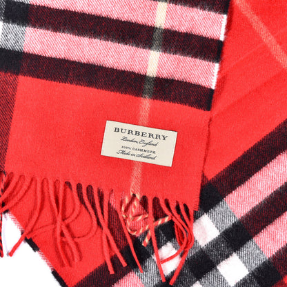 Burberry Cashmere Giant Check Fringe Scarf Military Red 4 of 4