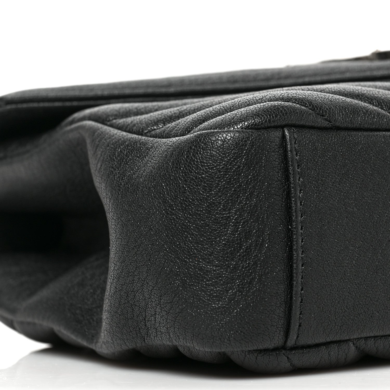 Saint Laurent Sheepskin Matelasse Chevron Monogram Medium College Bag Black 8 of 9