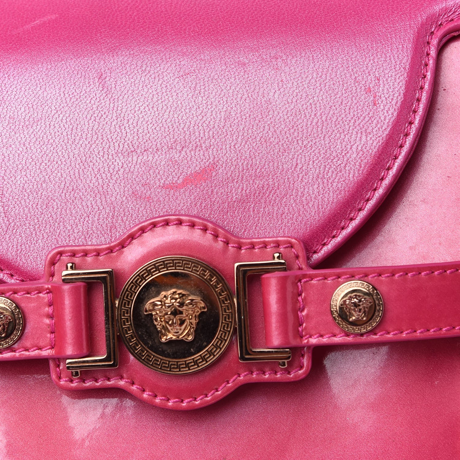 Versace Patent Calfskin Large Signature Tote Pink 13 of 16