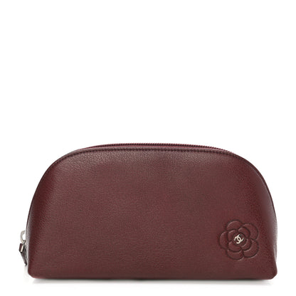 Chanel Goatskin Camellia Embossed Cosmetic Case Burgundy 1 of 8