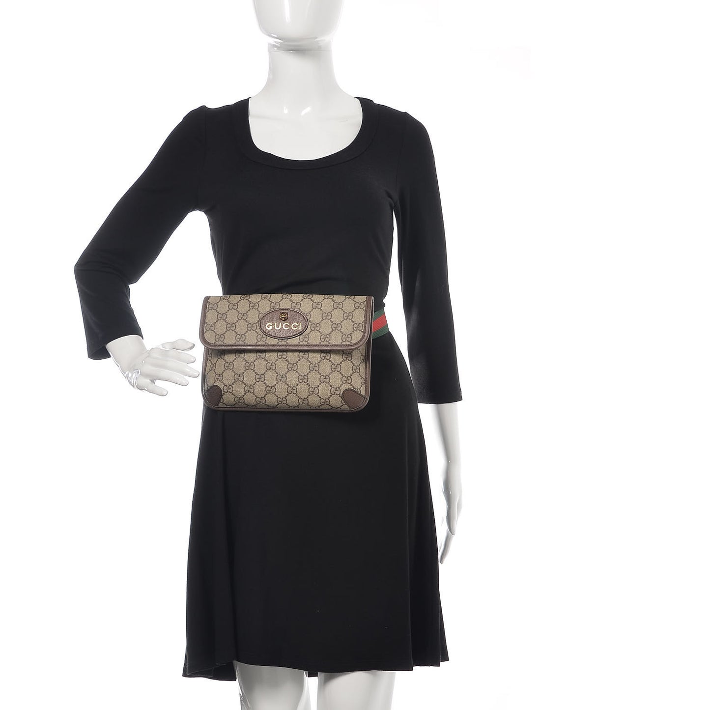 GG Supreme Monogram Neo Vintage Web Belt Bag Brown