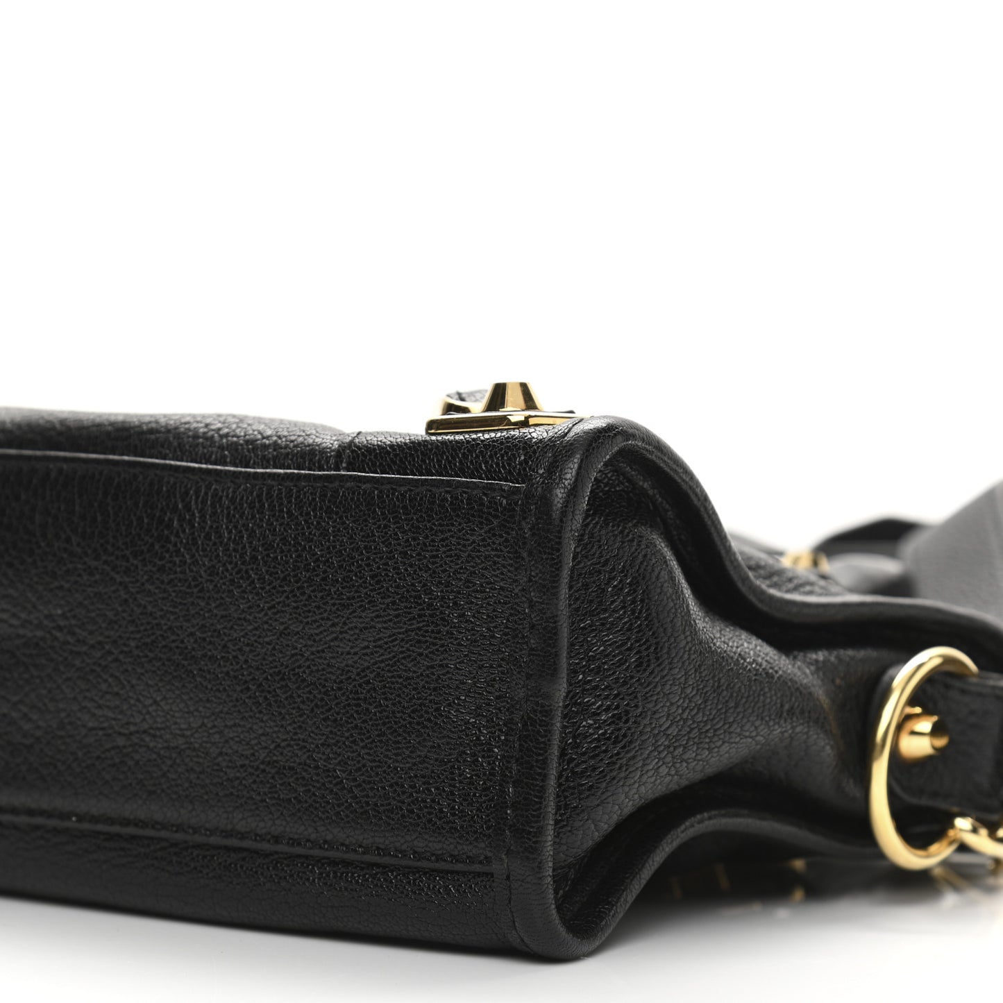 Chevre Gold Metallic Edge Hardware Mini City Black