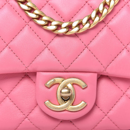 Chanel Lambskin Resin Quilted Mini Pearl Samba Square Flap Pink 10 of 10