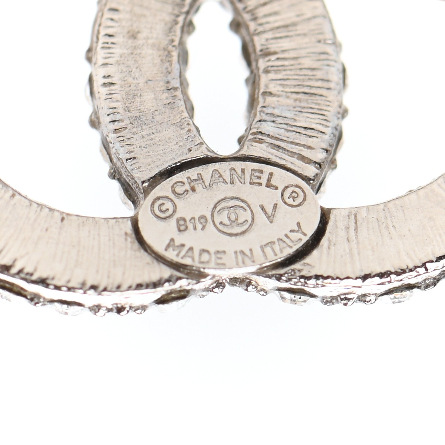 Chanel Crystal CC Earrings Silver 4 of 4