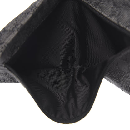 Gucci Denim Monogram Double Pocket Belt Bag Black 4 of 10
