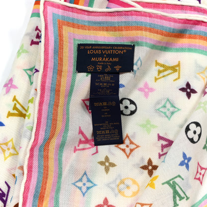 Louis Vuitton LV X TM Wool Silk Monogram Multicolor Shawl White 2 of 3