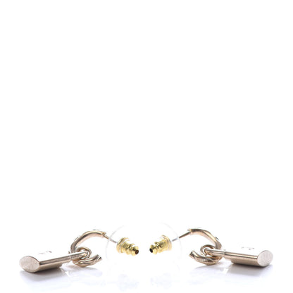 Chanel Metal Lock Drop Earrings Light Gold 3 of 5