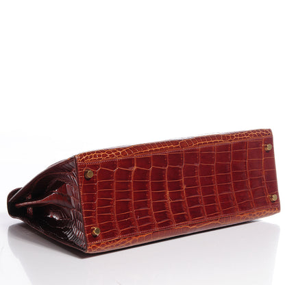 Hermes Shiny Porosus Crocodile Kelly Sellier 32 Miel 21 of 30