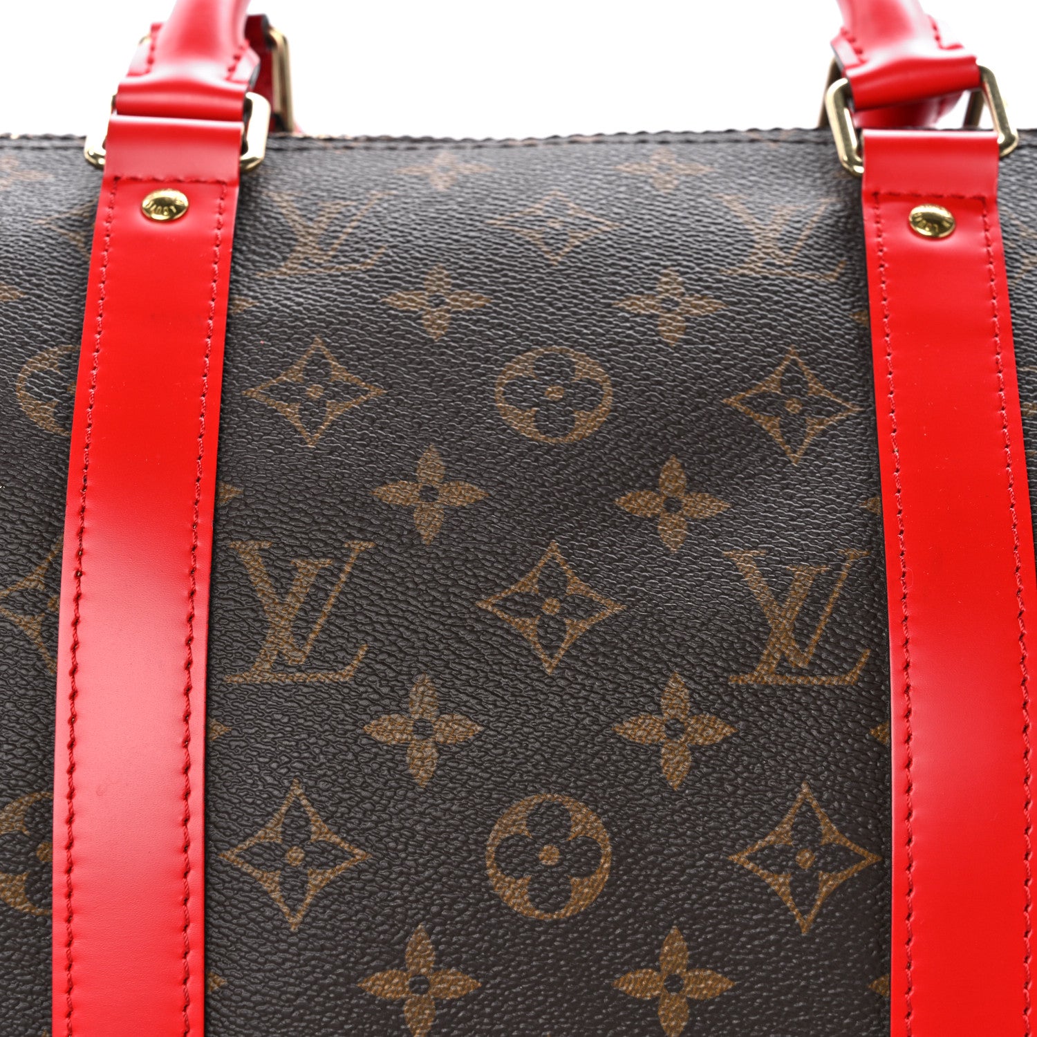 Louis Vuitton Calfskin Monogram Keepall Bandouliere 50 Coquelicot 6 of 9