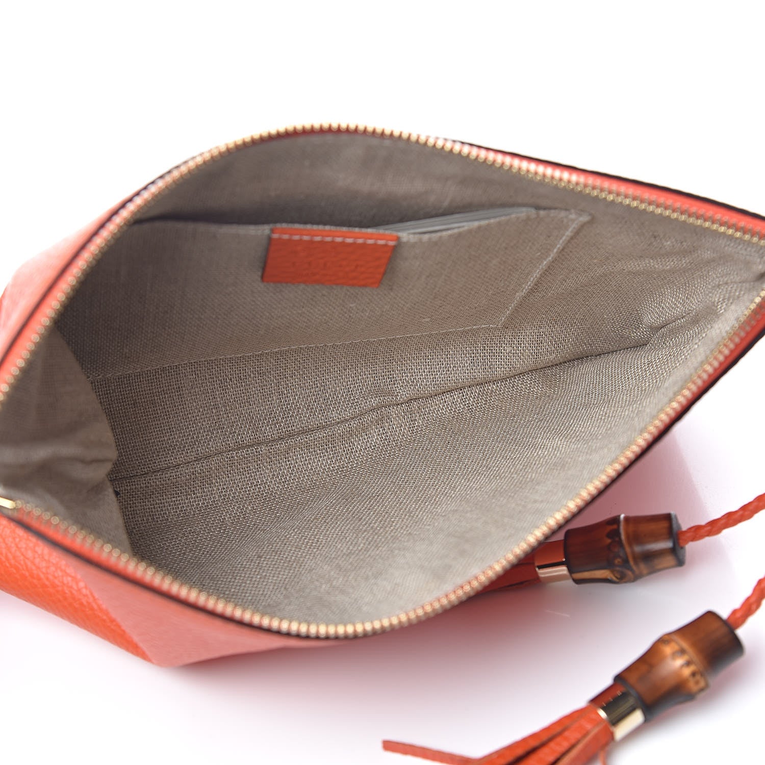 Gucci Calfskin Large Bamboo Clutch Orange 5 of 8