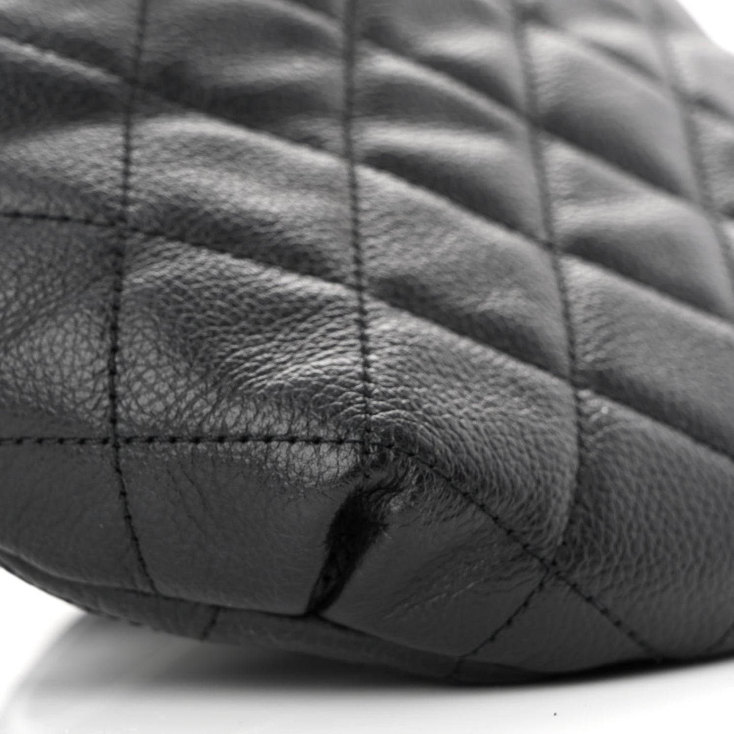 Grained Calfskin Quilted Waist Belt Bag Black