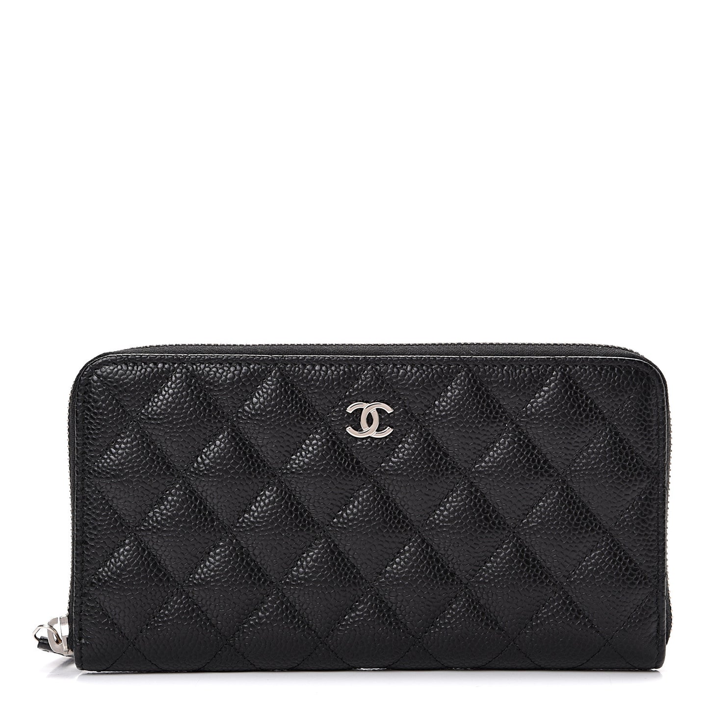 Caviar Quilted Large Gusset Zip Around Wallet Black