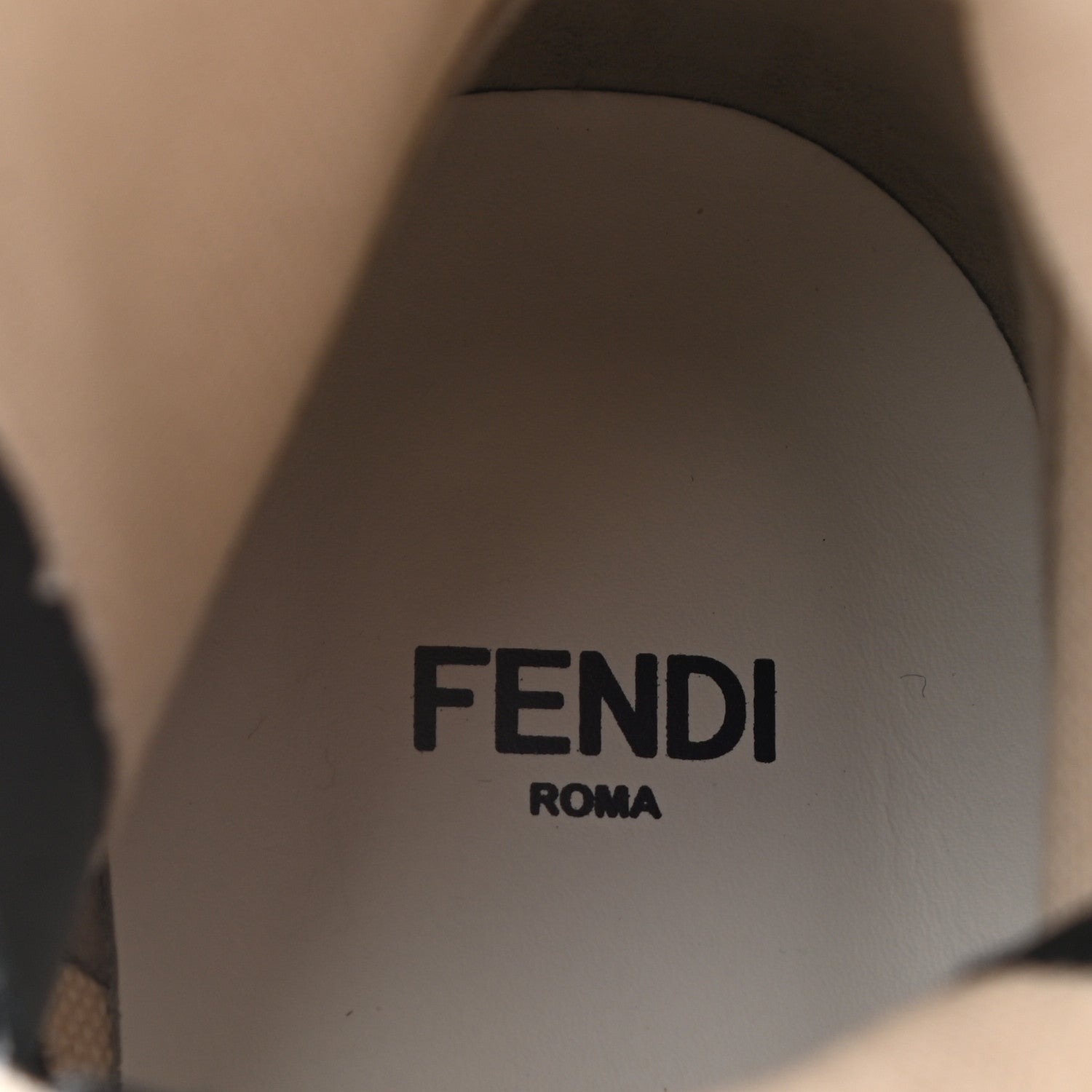 Fendi Canvas Floral Print Logo Bi-Color Womens Biker Boots White Black 7 of 7