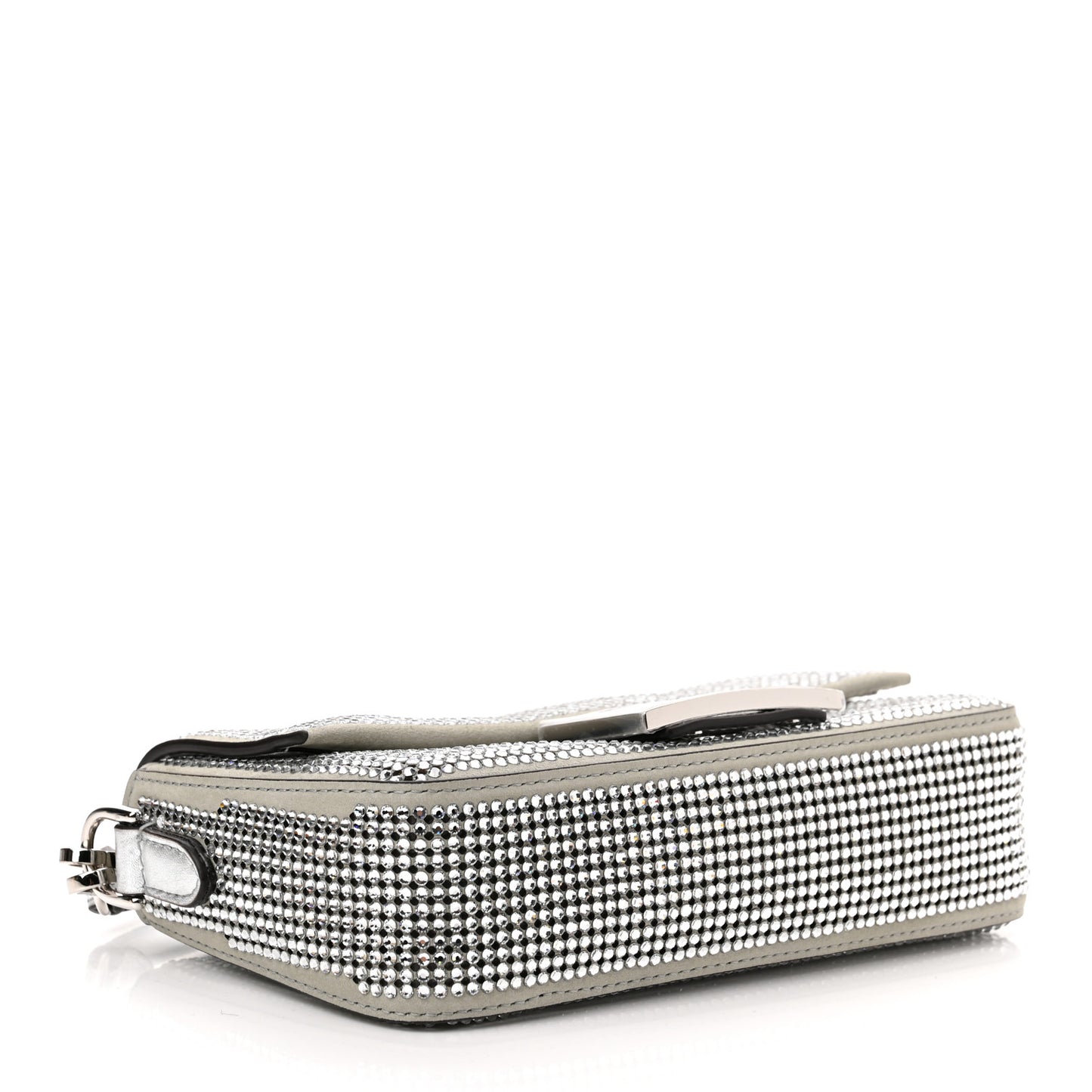 Nubuck Crystal Catalan Mirror Embroidered Mini Baguette Pietra Argento