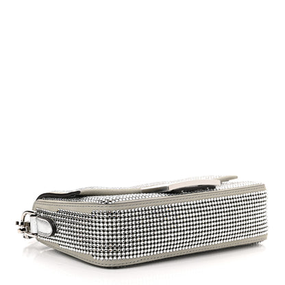 Fendi Nubuck Crystal Catalan Mirror Embroidered Mini Baguette Pietra Argento 4 of 10