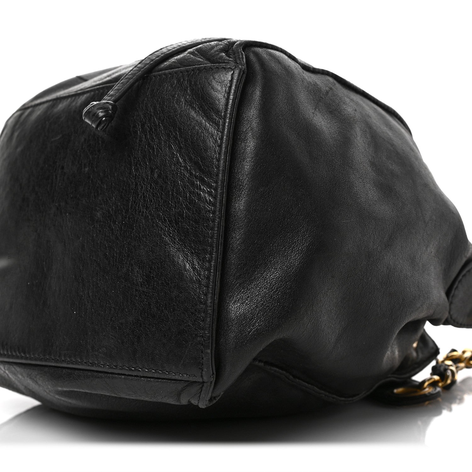Chanel Lambskin CC Stitched Drawstring Bucket Bag Black 9 of 9