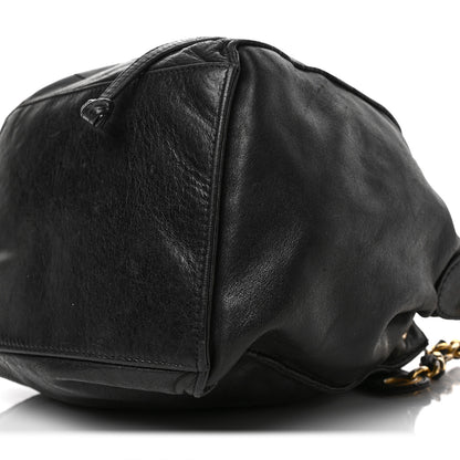 Chanel Lambskin CC Stitched Drawstring Bucket Bag Black 9 of 9