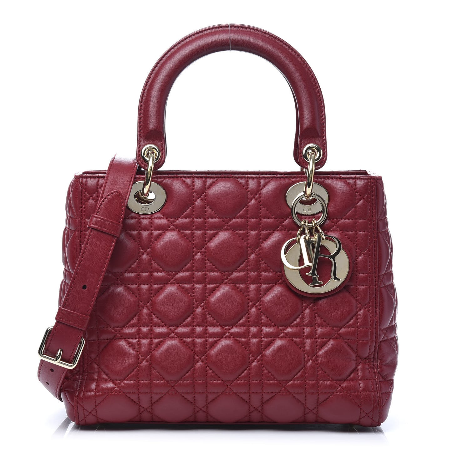 Lambskin Cannage Medium Lady Dior Red