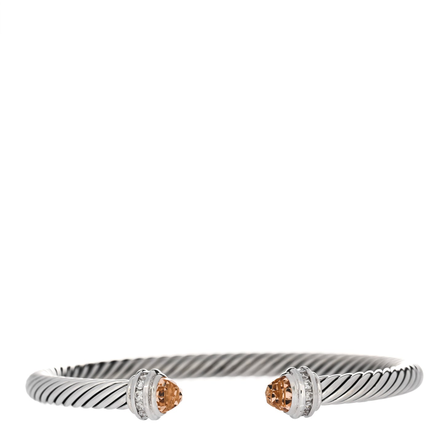 Sterling Silver Diamond Morganite 5mm Cable Classics Princess Bracelet
