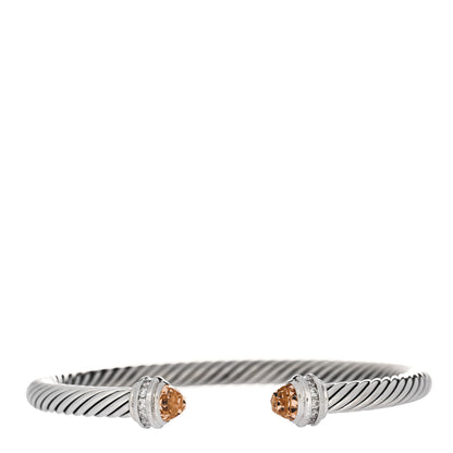 David Yurman Sterling Silver Diamond Morganite 5mm Cable Classics Princess Bracelet 1 of 3