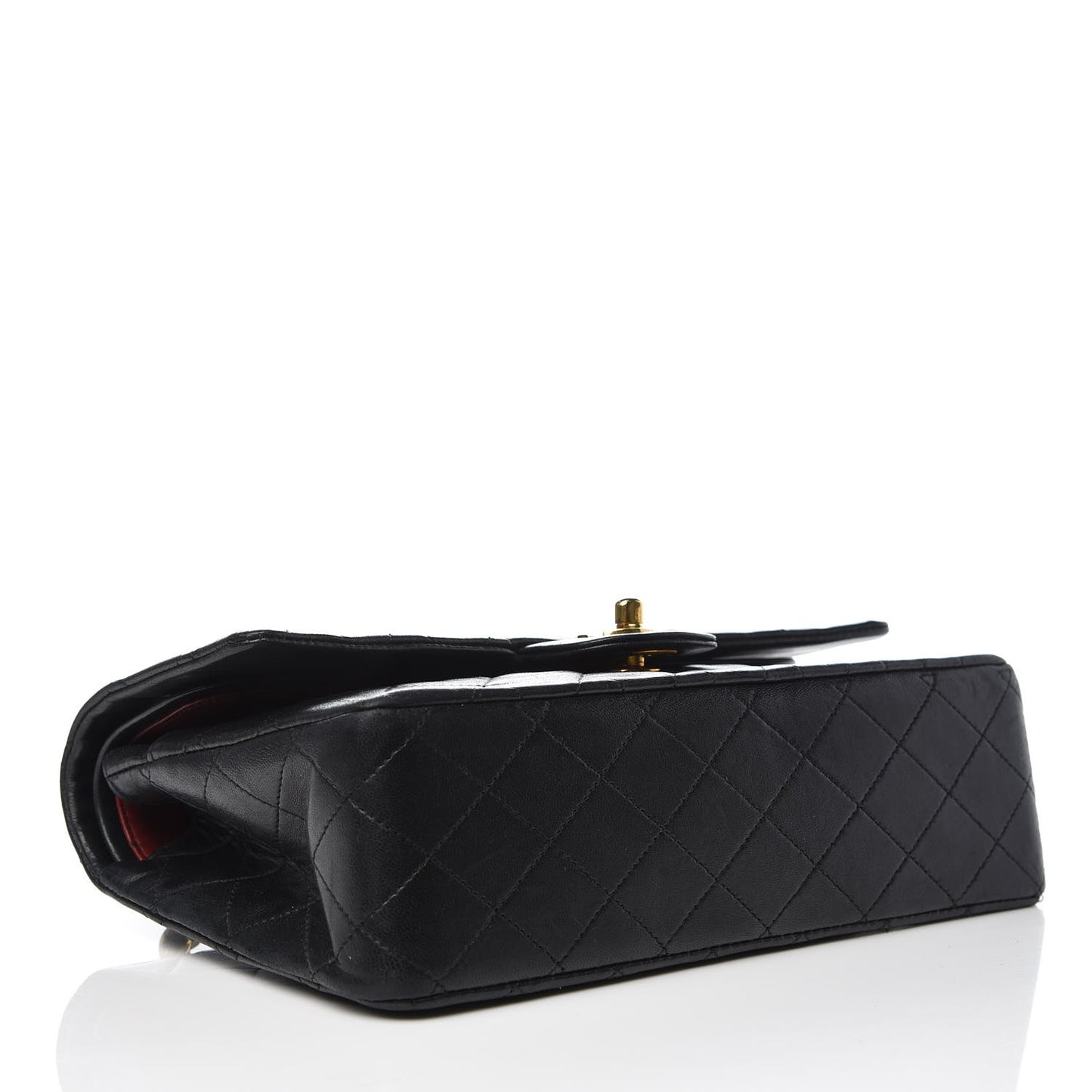 Lambskin Quilted Medium Double Flap Black