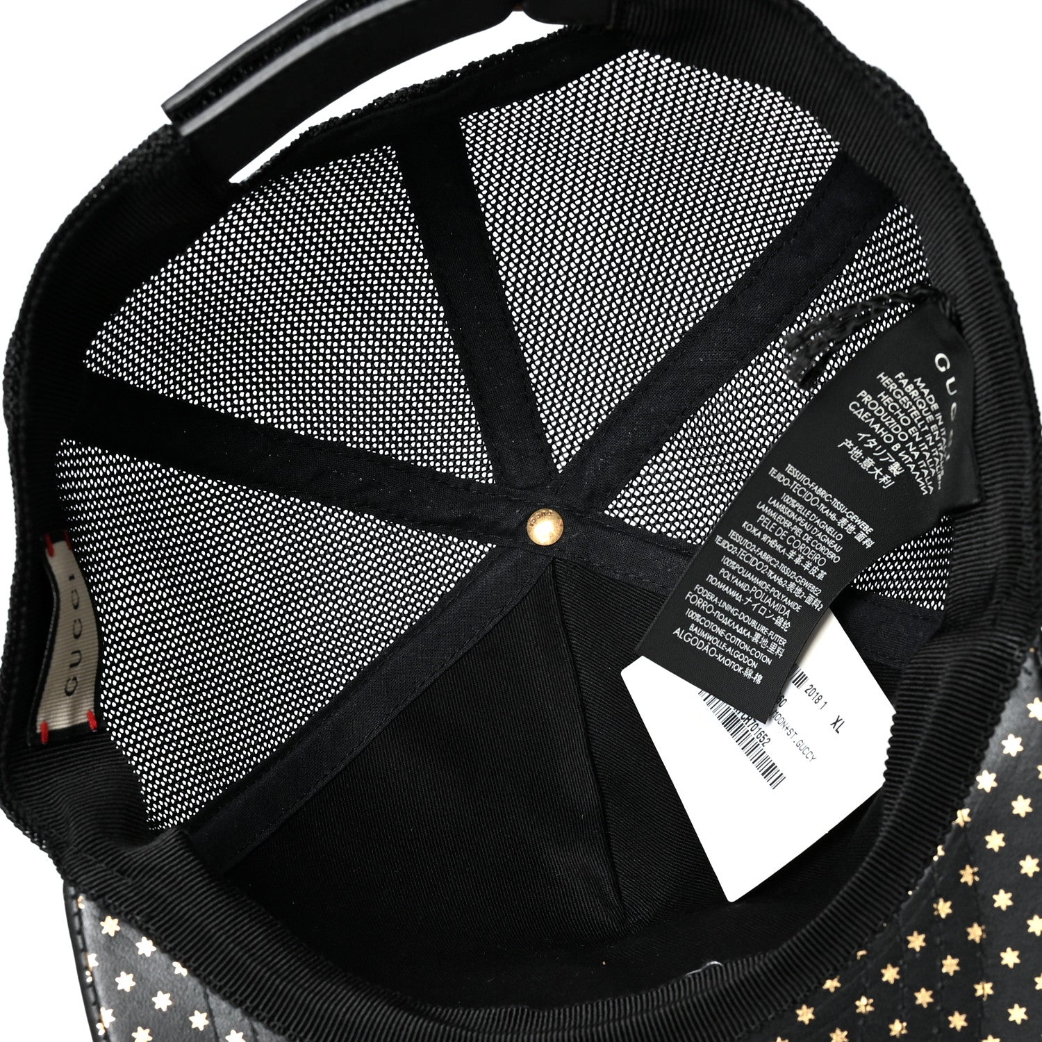 Gucci X SEGA Calfskin GUCCY Stars Baseball Hat XL Black Gold 7 of 9