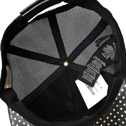 Gucci X SEGA Calfskin GUCCY Stars Baseball Hat XL Black Gold 7 of 9