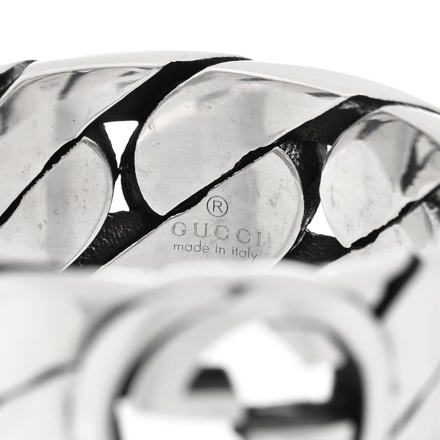 Gucci Sterling Silver Interlocking G Chainlink Wide Band Ring 54 7 4 of 4