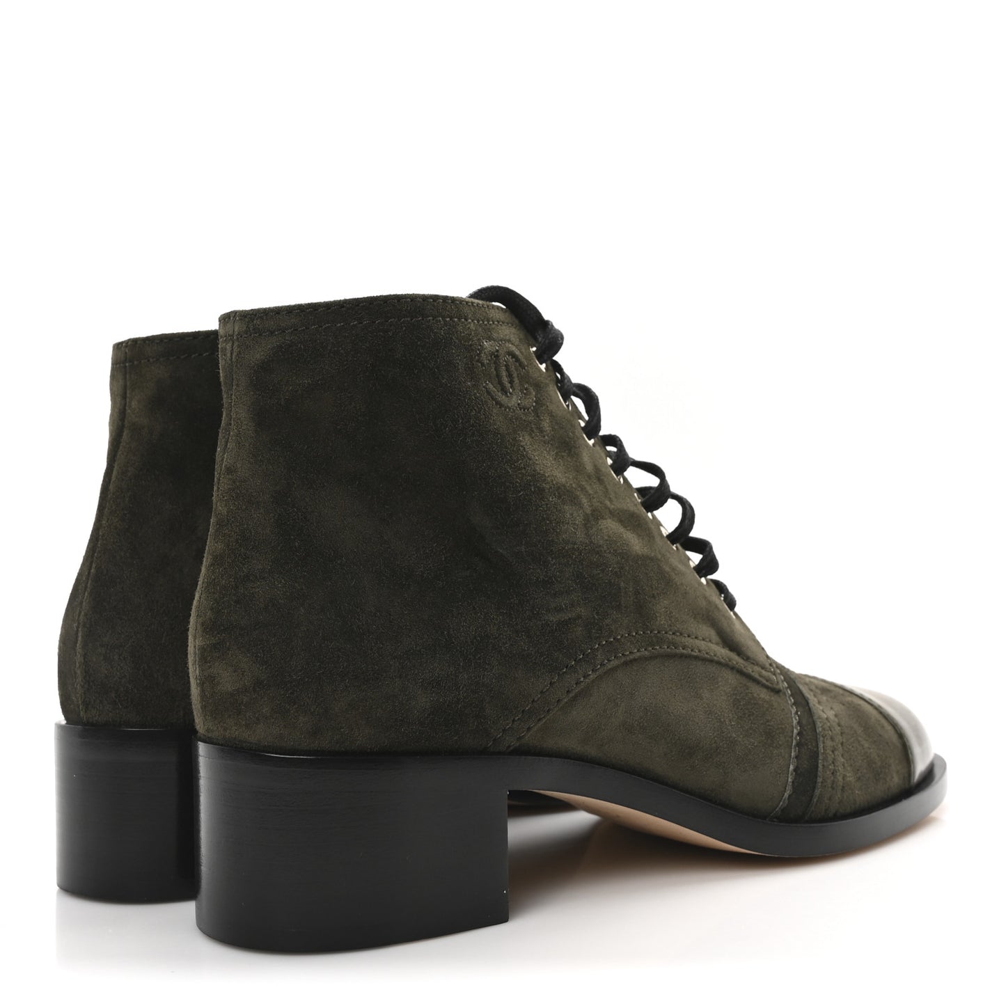 Suede Patent Cap Toe CC Boots 40 Khaki