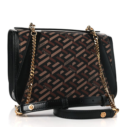 Versace Coated Canvas La Greca Signature Shoulder Bag Black 3 of 9