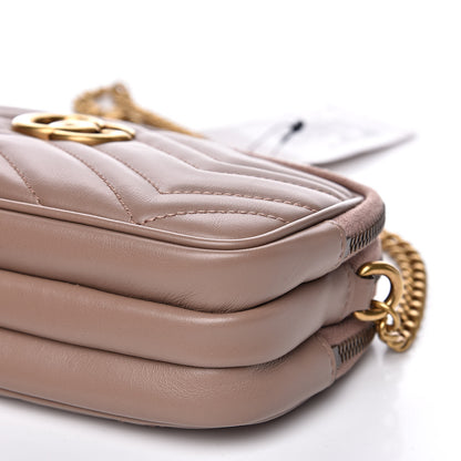 Gucci Calfskin Matelasse Mini GG Marmont Chain Crossbody Bag Porcelain Rose 10 of 12