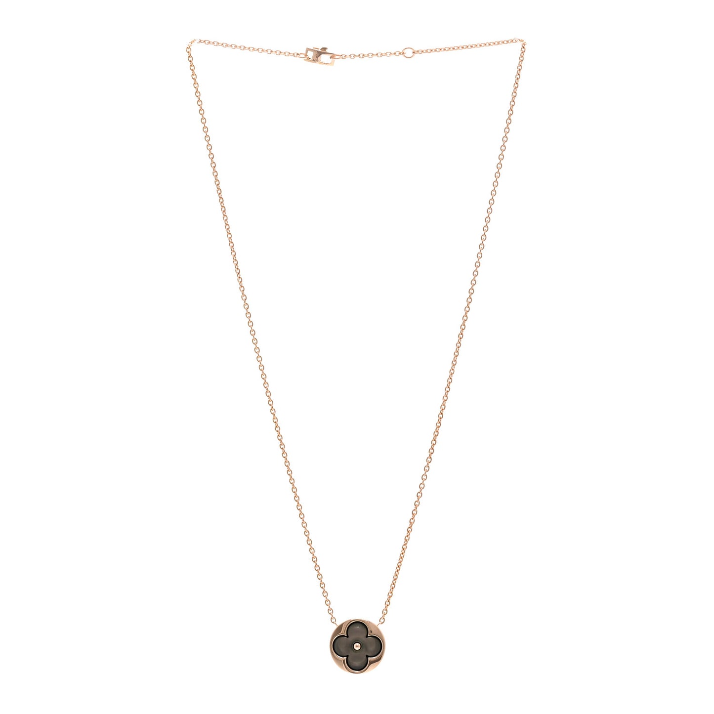 18K Pink Gold Grey Mother Of Pearl Blossom Sun Pendant Necklace