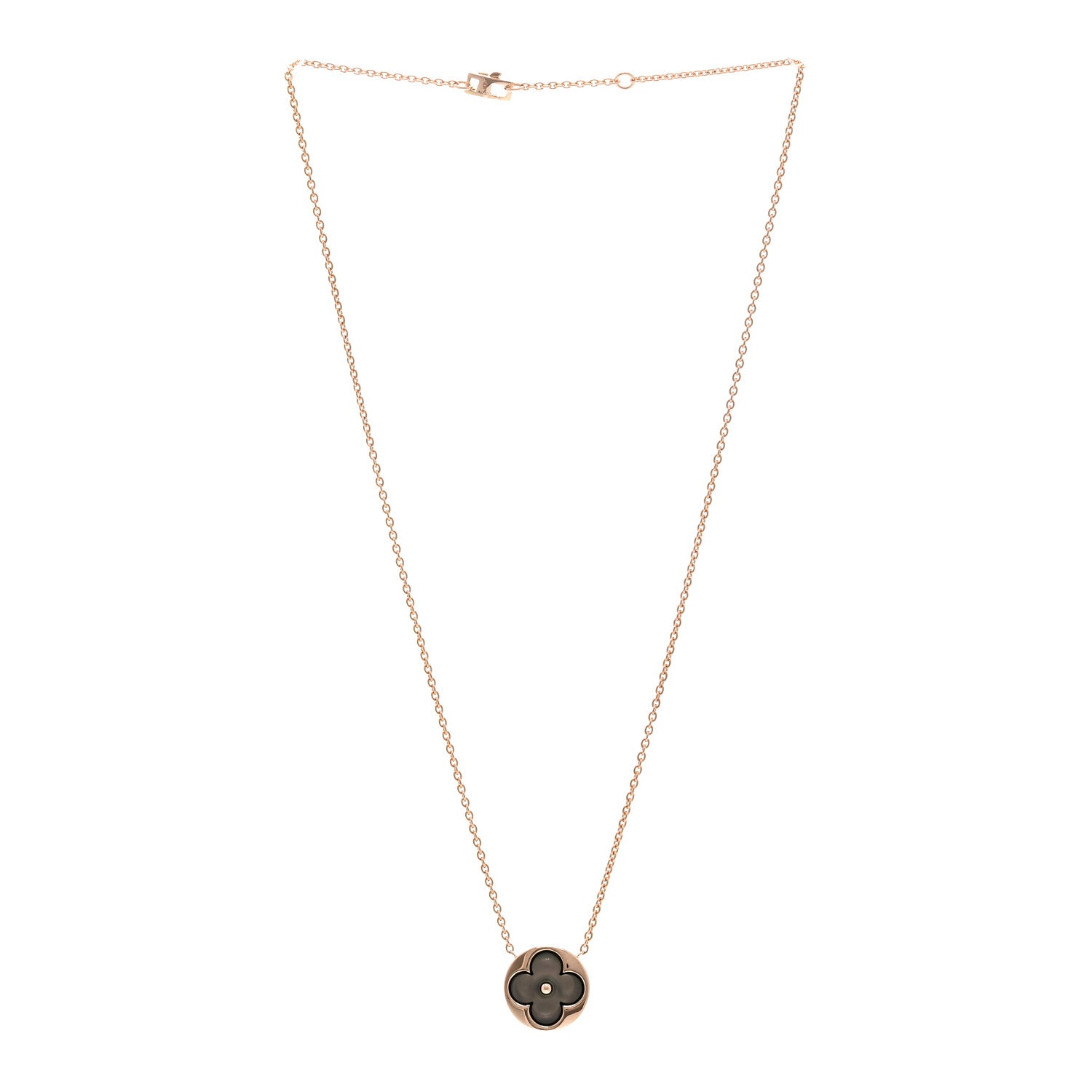 Louis Vuitton 18K Pink Gold Grey Mother Of Pearl Blossom Sun Pendant Necklace 3 of 5